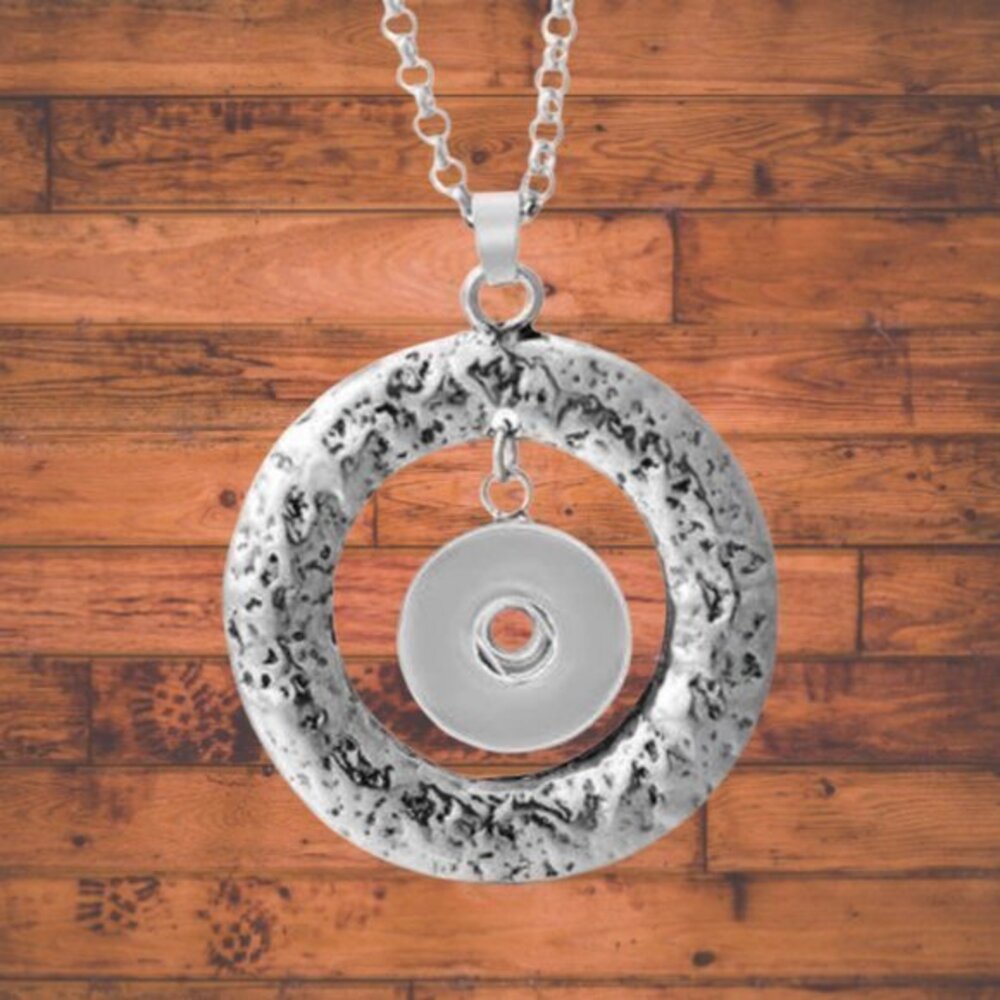 Snap Button Necklace Silver Tone
